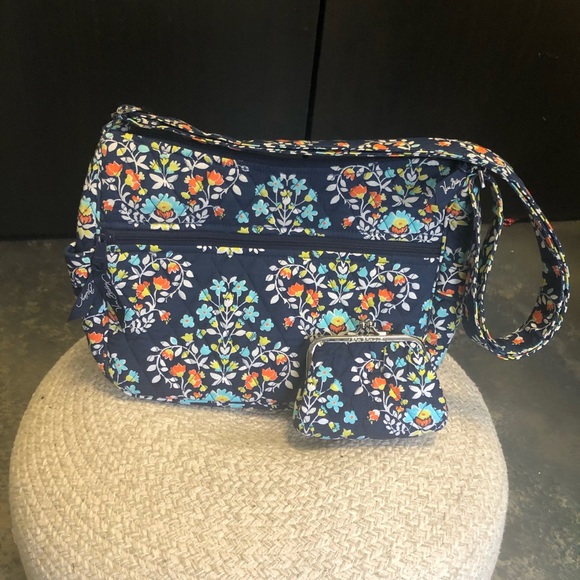 Vera Bradley Handbags - Blue Vera Bradley Crossbody & Matching Coin Purse